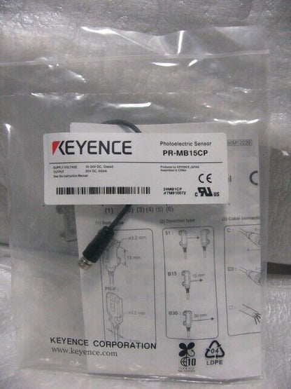 Keyence PR-MB15CP photoelectric sensor in packaging, industrial automation component