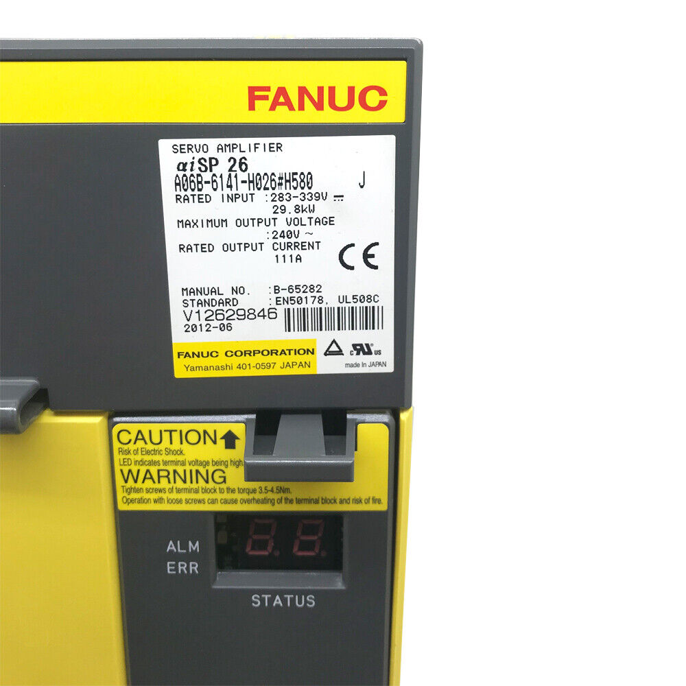 FANUC aI SP 26 Servo Amplifier A06B-6141-H026#H580, industrial automation part, yellow and black.
