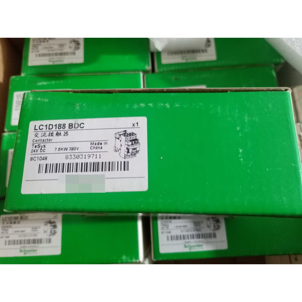 Schneider LC1D188 BDC Contactor, 24V DC, 7.5KW, Made in China, industrial automation component.