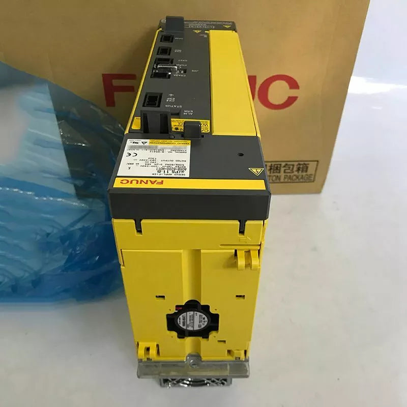 FANUC A06B-6200-H011 servo drive, yellow and gray industrial automation part with labels and CE mark, fast shipping