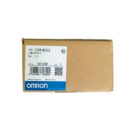 Omron CJ1W-NC213 PLC Module in box. Industrial automation controller.