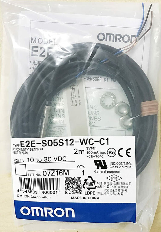 New Omron E2E-S05S12-WC-C1 proximity sensor with cable, 2m, 10-30 VDC, free shipping
