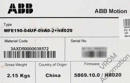 ABB MicroFlex e190 MFE190-04UP-09A0-2+N8020 PLC module details, 2.15 Kgs