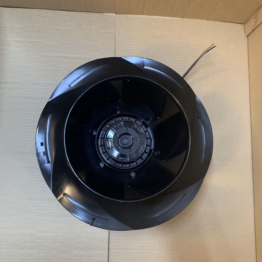 Black ABB R4E355-RM03-05 fan stepping motor. Industrial fan component for PLC and automation systems.
