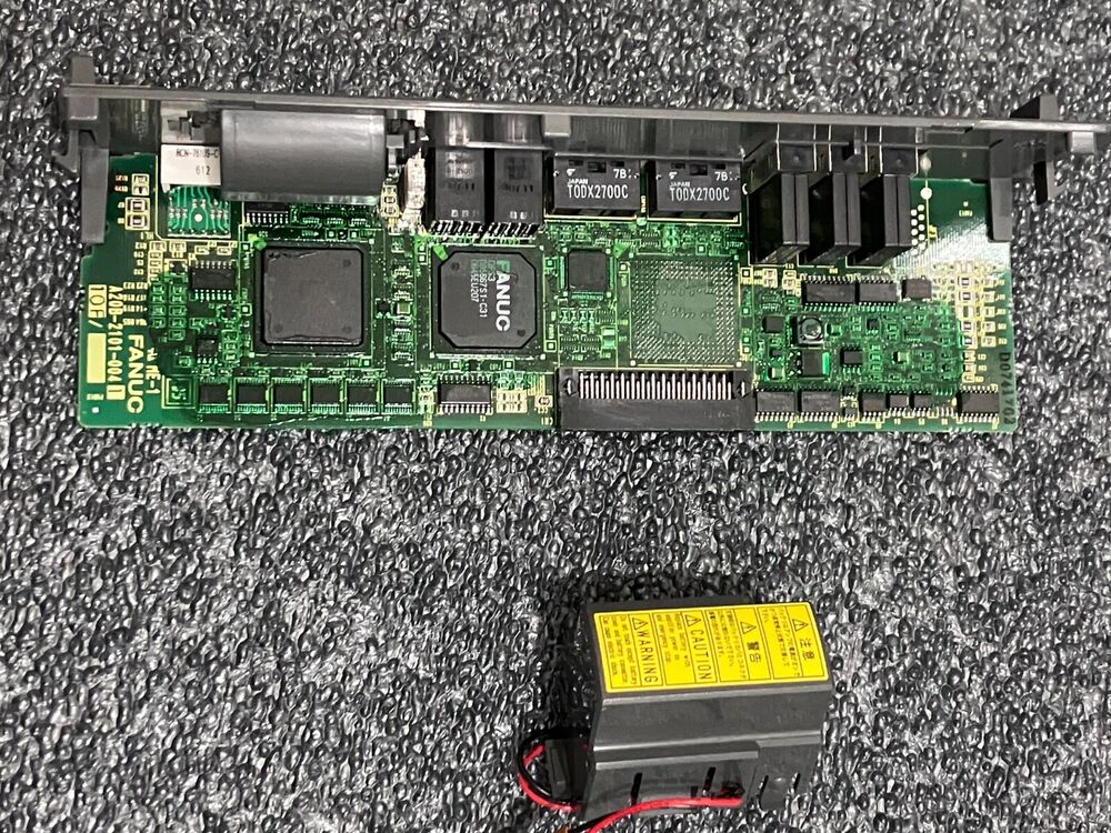 FANUC A20B-2101-0041 servo motor drive control board with caution labels, industrial automation part