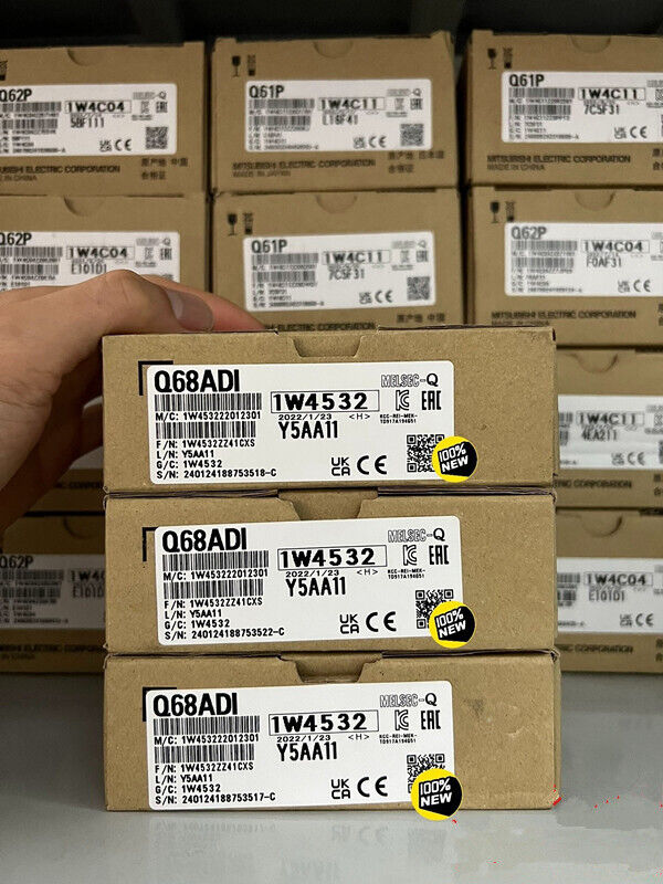 New Mitsubishi Q68ADI PLC Module, 1W4532 Series in Boxes, Expedited Shipping