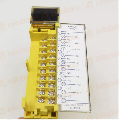 FANUC A03B-0807-C052 ADA02A Analog Output Module, yellow PLC component, terminal details, industrial automation part.