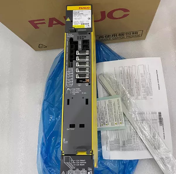 FANUC A06B-6132-H003 Servo Drive, yellow and gray enclosure, industrial automation part, new condition.