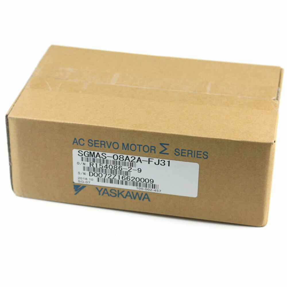 YASKAWA SGMAS-08A2A-FJ31 AC Servo Motor in box. Includes product label.