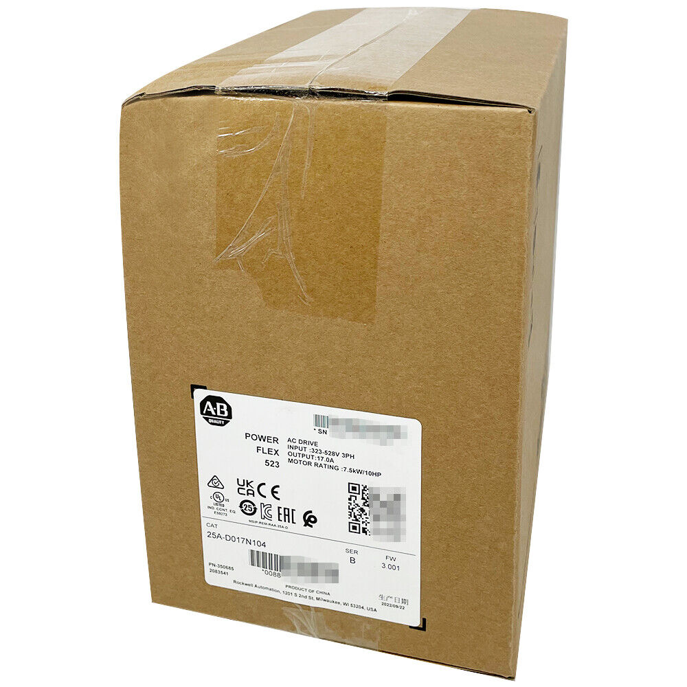 Allen-Bradley PowerFlex 523 AC Drive in Box. 25A-D017N104, 480V 10HP industrial automation part