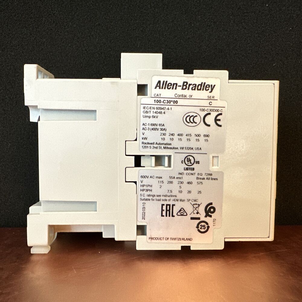 US Allen Bradley 100-C30D00 120V 30AMP Contactor No Aux Contact