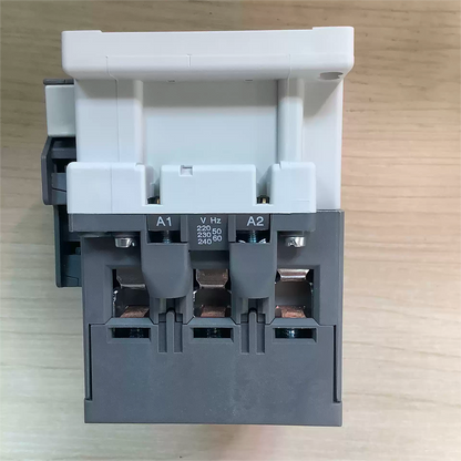 PLC ABB A75-30-11 Contactor, Gray and white plastic housing with A1 and A2 terminals, AC 220-240V