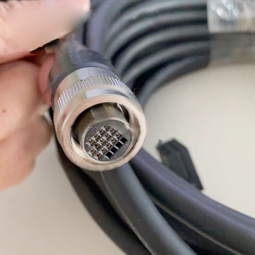 Fanuc Robot Teacher Control Cable connector detail, black cable.