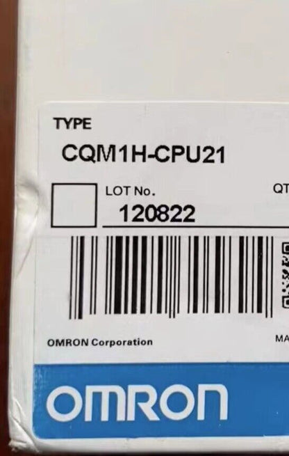 Omron CQM1H-CPU21 Programmable Controller label, with barcode and lot number 120822