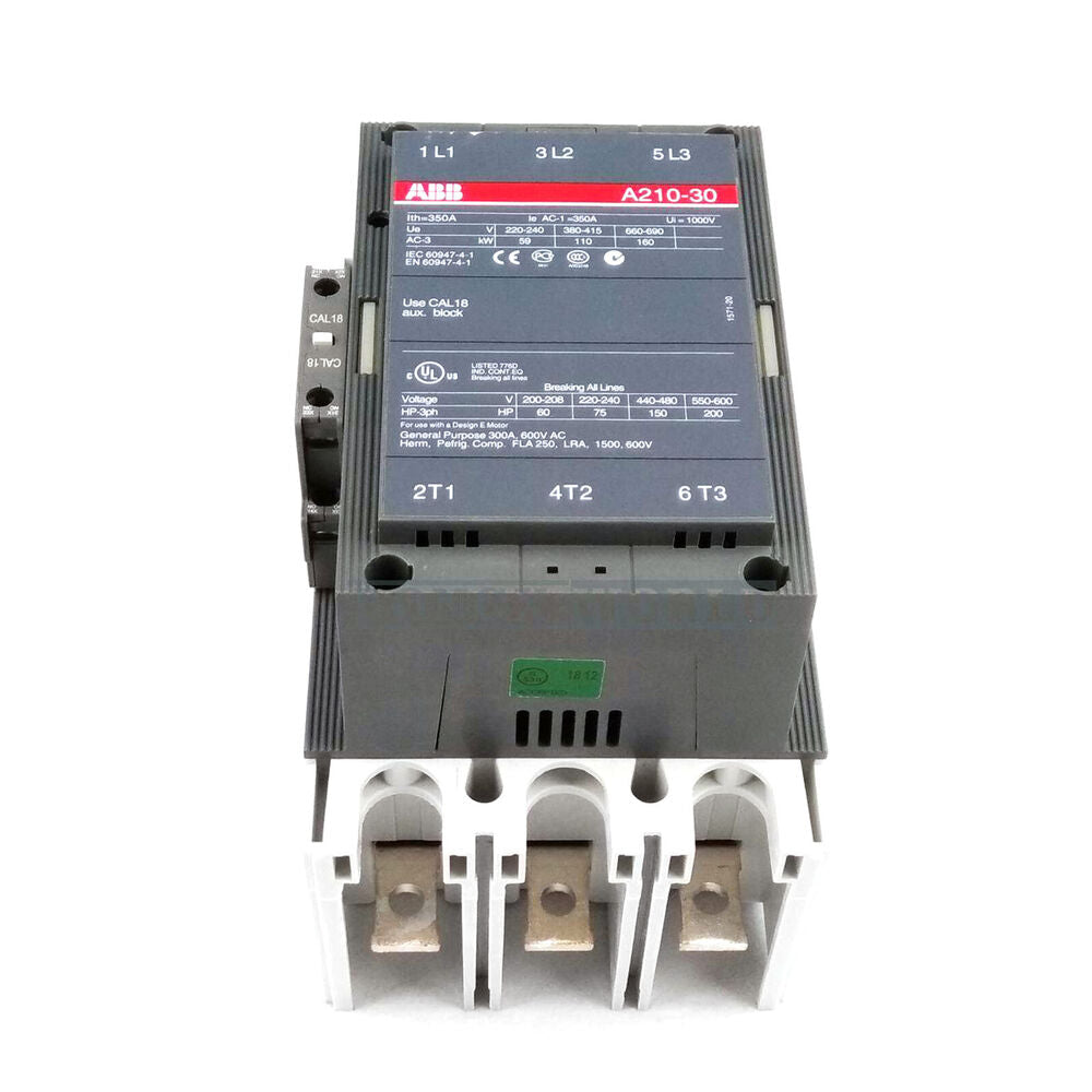 ABB A210-30 3-Phase Contactor, AC24, 110V, 220V, 380-400V. Industrial Automation Component