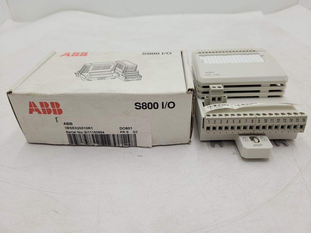 ABB S800 I/O DO801 module, new industrial automation PLC part.  3BSE020510R1 from Radwell.