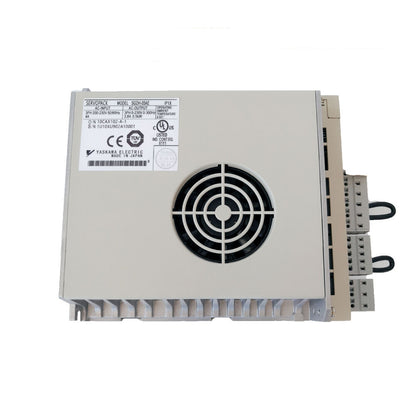 YASKAWA SGDH-05AE Servo Driver, industrial automation component. Features fan, ports, and label details.
