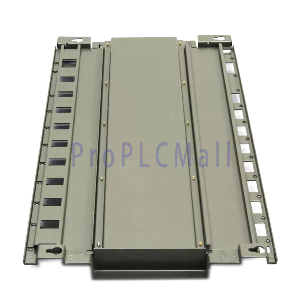 Gray metal Mitsubishi PLC module component, industrial automation part with mounting holes and text 'ProPLCMall'.