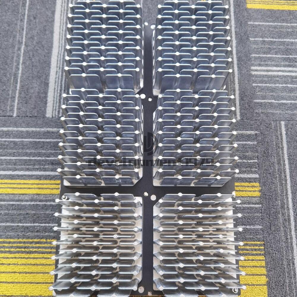ABB servo drive heat sink, industrial automation part, metallic silver, PLC module component.