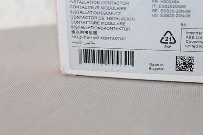 ABB ESB20-20N-06 Installation Contactor Label - White, with barcode, Made in Bulgaria