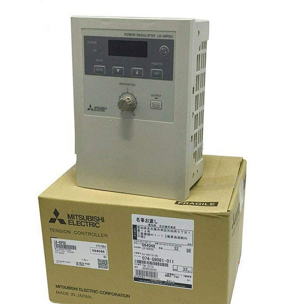 Mitsubishi LD-40PSU Tension Controller on box, Made in Japan, power regulator display, industrial automation parts.
