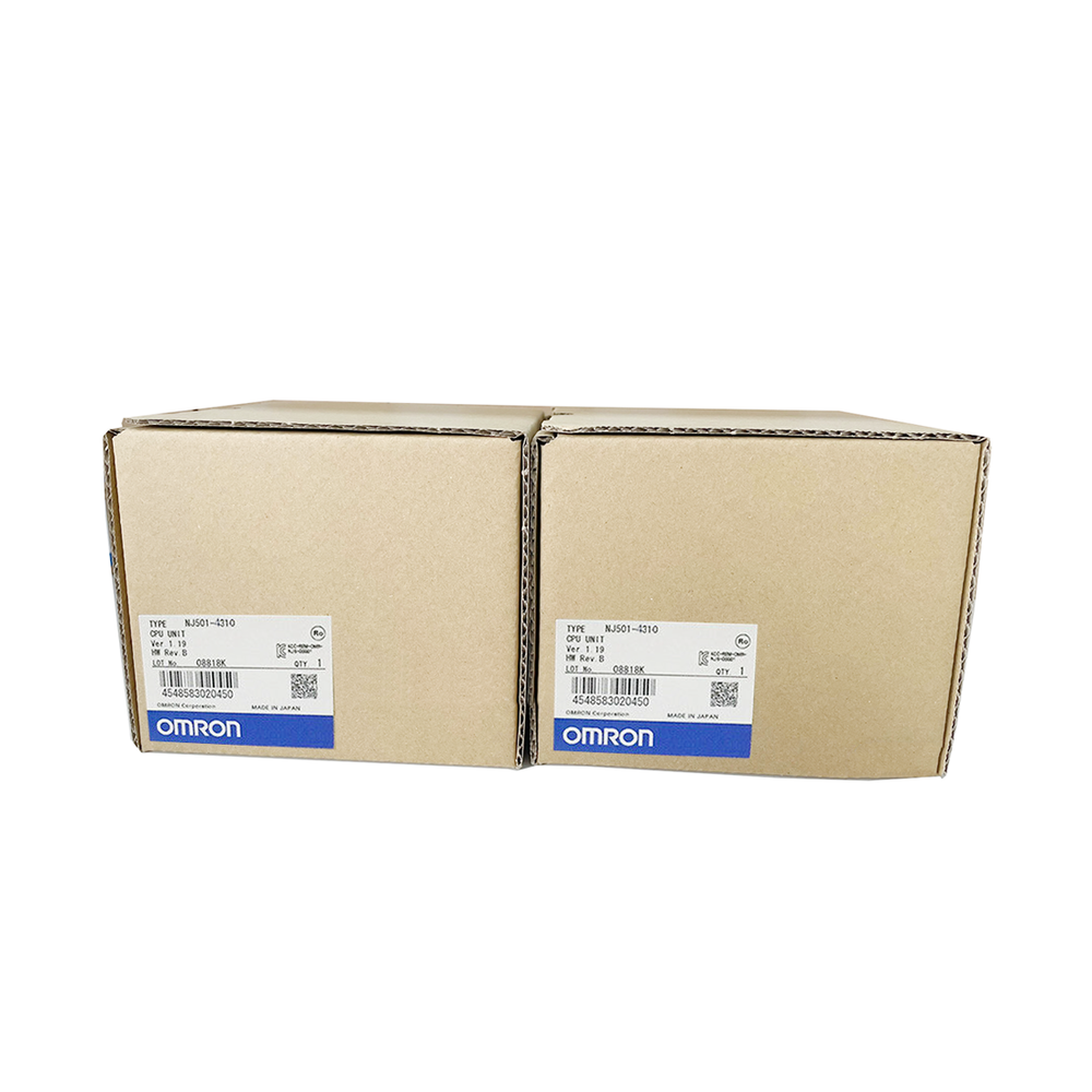 OMRON NJ501-4310 PLC Module boxes, new in box, industrial automation parts.