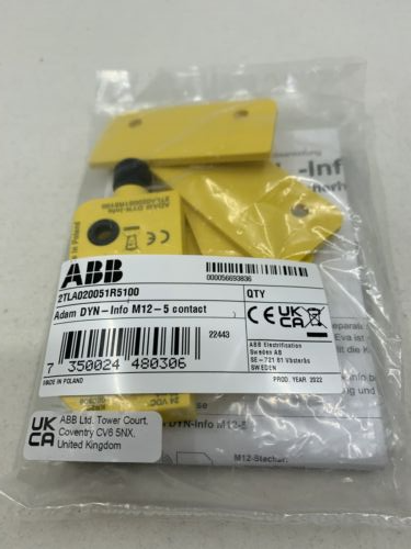 ABB PLC 2TLA020051R5100 in packaging, Adam DYN-Info M12-5 contact, yellow components