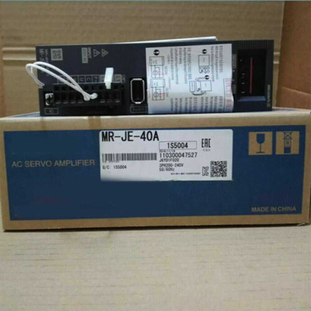 Mitsubishi MR-JE-40A AC Servo Amplifier, product packaging with labels, fast ship.