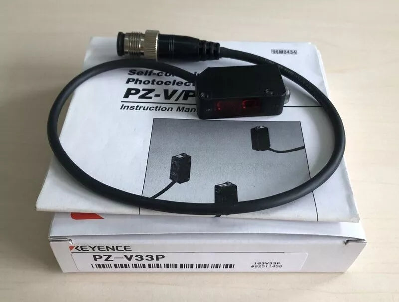 KEYENCE PZ-V33P Fiber Optic Sensor with cable and instruction manual
