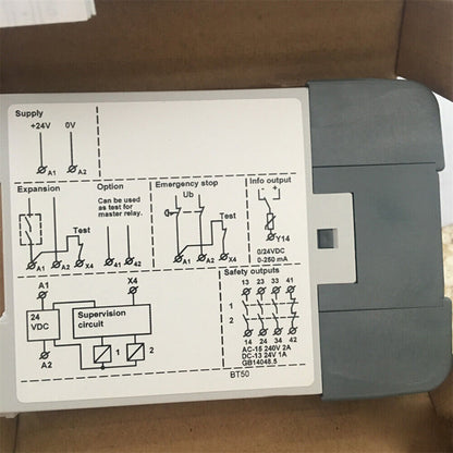 ABB BT50 safety relay wiring diagram, terminals, industrial automation specifications: AC-15 240V 2A.