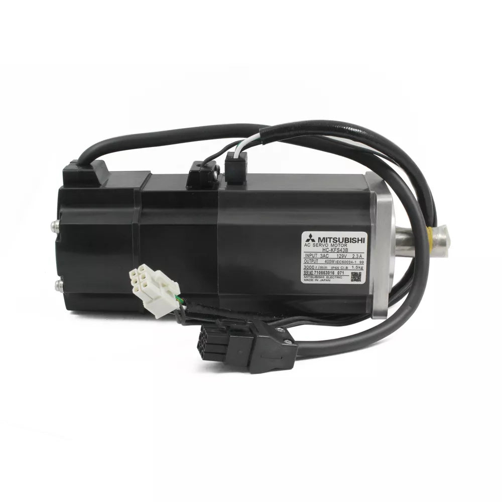 Mitsubishi HC-KFS43B AC Servo Motor, black and silver, product view