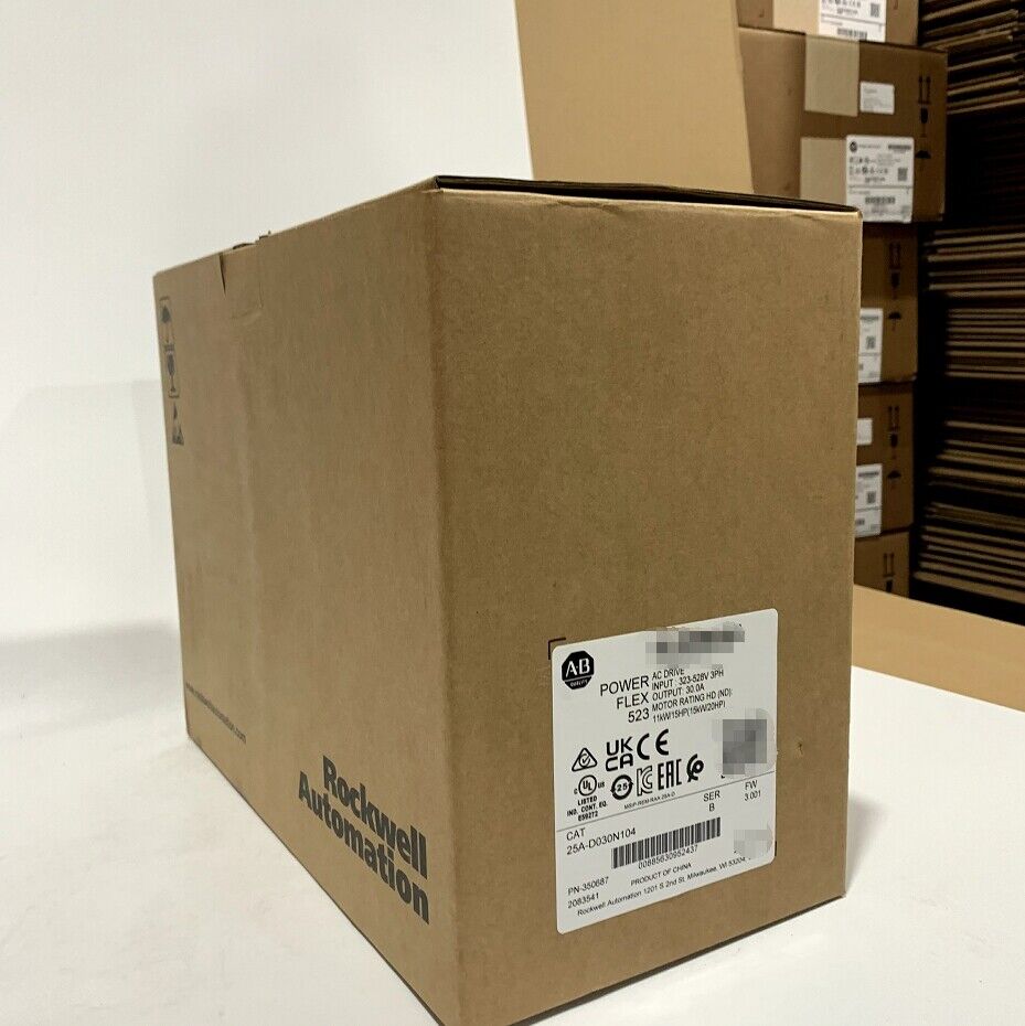 Allen-Bradley PowerFlex 523 AC Drive in box, 25A-D030N104, new sealed industrial automation part. Rockwell Automation product