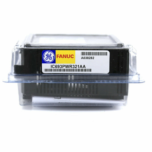 FANUC IC693PWR321AA power supply module in packaging, industrial automation part.