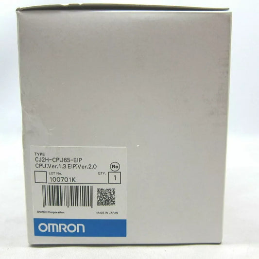 OMRON CJ2H-CPU65-EIP PLC Module in Box - New, with Label Showing Product Information and Specifications