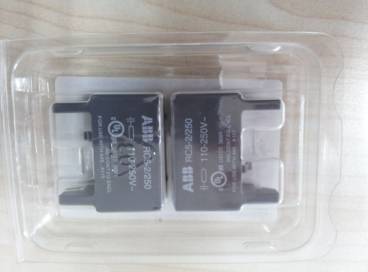 ABB RC5-2/250 110-250V~ Contactor Accessory in clear packaging. Industrial automation part.