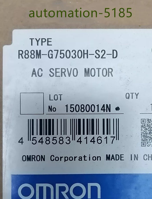 Omron R88M-G75030H-S2-D AC Servo Motor label, Made in China, Automation parts