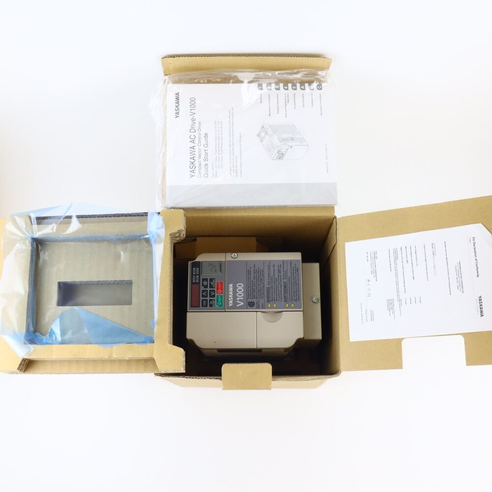 Yaskawa V1000 Variable Frequency Drive (VFD) unboxed, including documentation, new industrial automation part