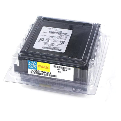 FANUC IC693PWR331 Ethernet Controller Module, industrial power supply in packaging, angled view.