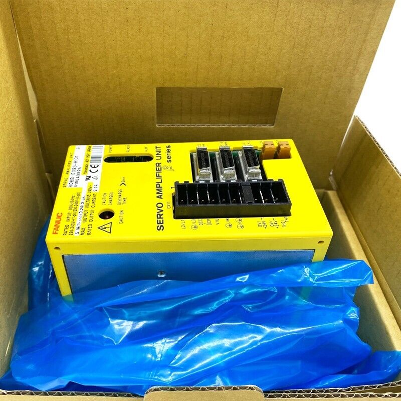 FANUC A06B-6093-H101 Servo Amplifier Unit, yellow with black connectors, inside cardboard box, Expedited Shipping