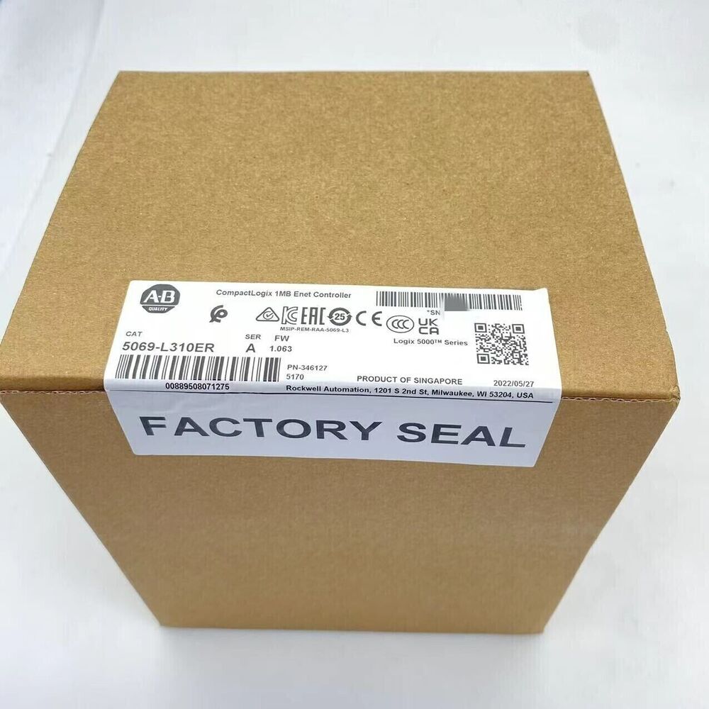 Allen-Bradley 5069-L310ER CompactLogix 1MB Enet Controller, New in Box, Factory Sealed, Product of Singapore.