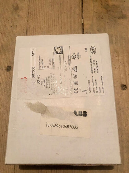 ABB PSR12-600-70 soft starter box with product details. ABB industrial automation component.