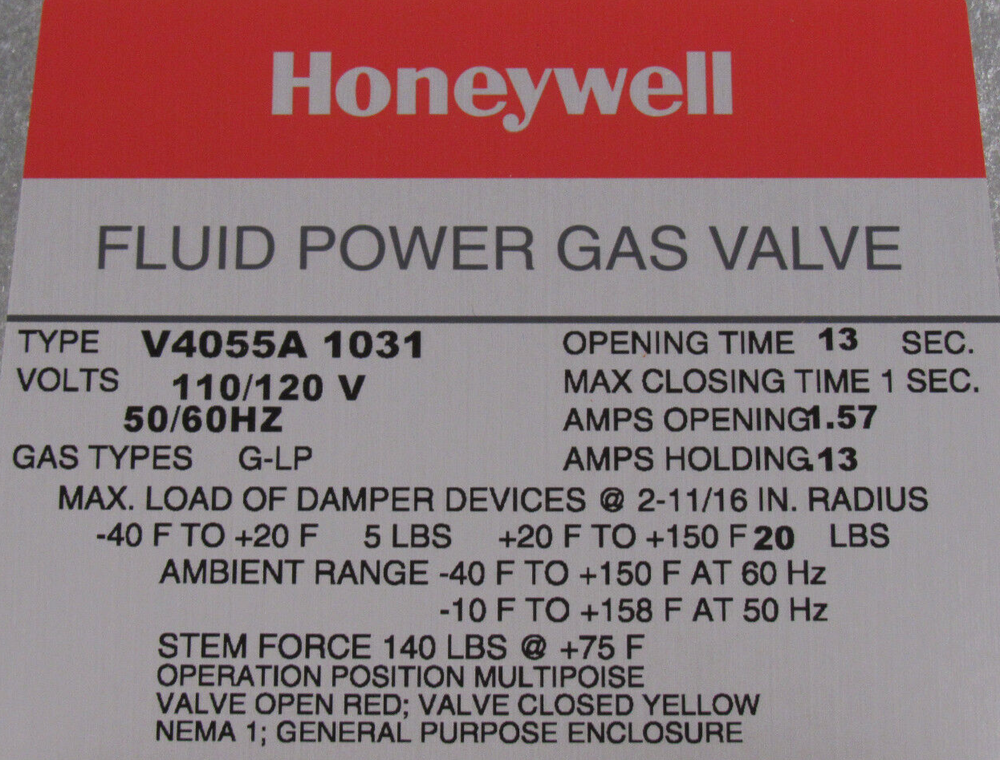 NEW HONEYWELL V4055A-1031 ACTUATOR 110/120V 13 SEC. V4055A1031