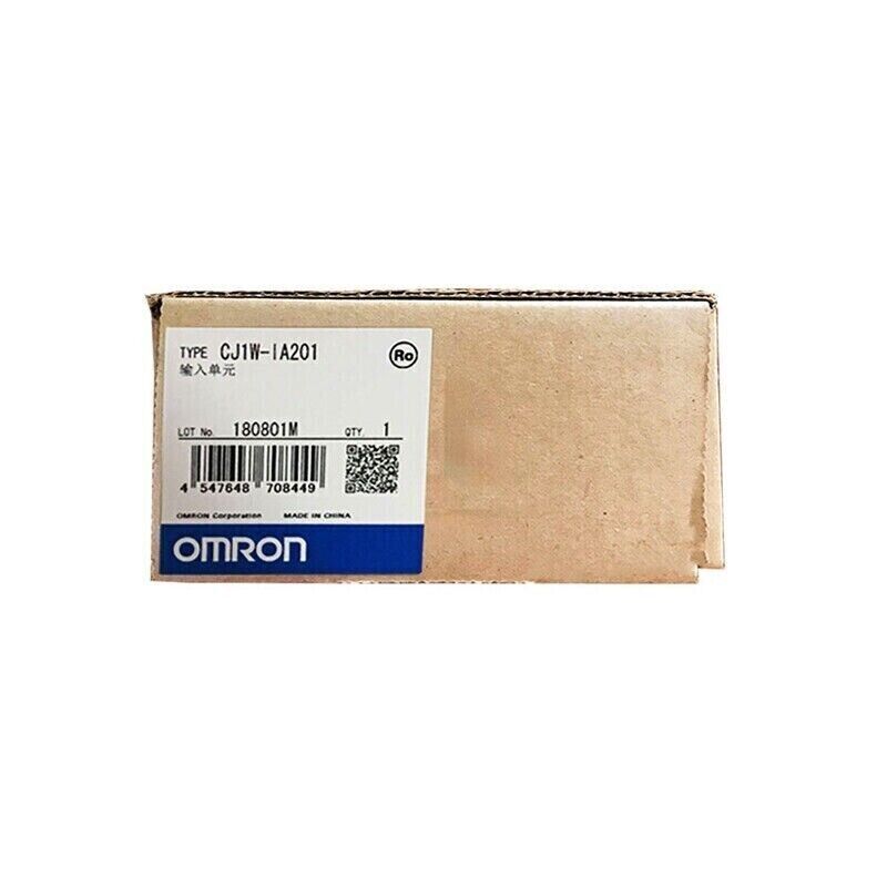 Omron CJ1W-IA201 Input Unit PLC Module New in Box, featuring product information and OMRON logo.