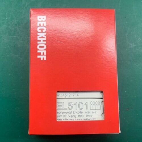Beckhoff EL5101 PLC Module in its original red packaging. Features product details including incremental encoder interface.