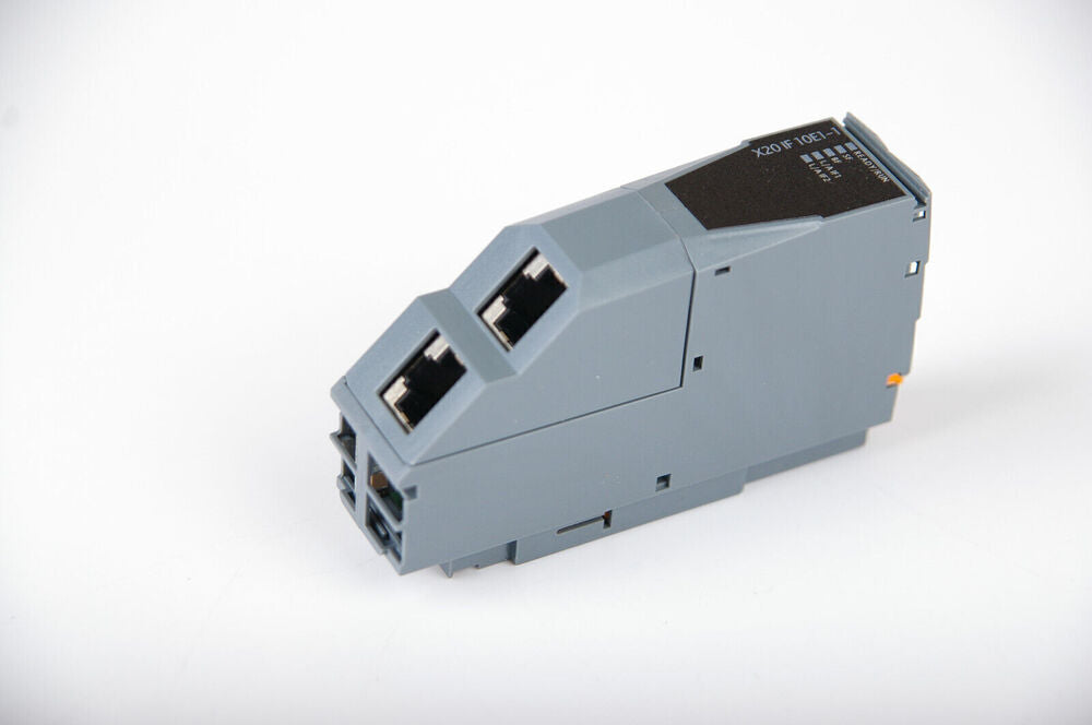 B&R X20IF 10E1-1 Communication Interface Module, gray industrial automation part with Ethernet ports, X20IF10E1-1 text.