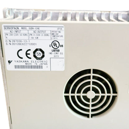 YASKAWA SGDH-10AE Servo Drive, industrial automation part, label details specs and certifications.