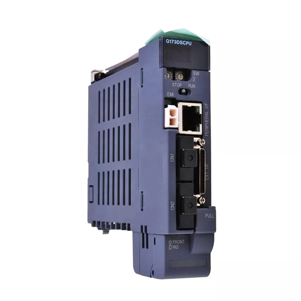 Mitsubishi Q173DSCPU PLC Module, industrial automation part, front view.