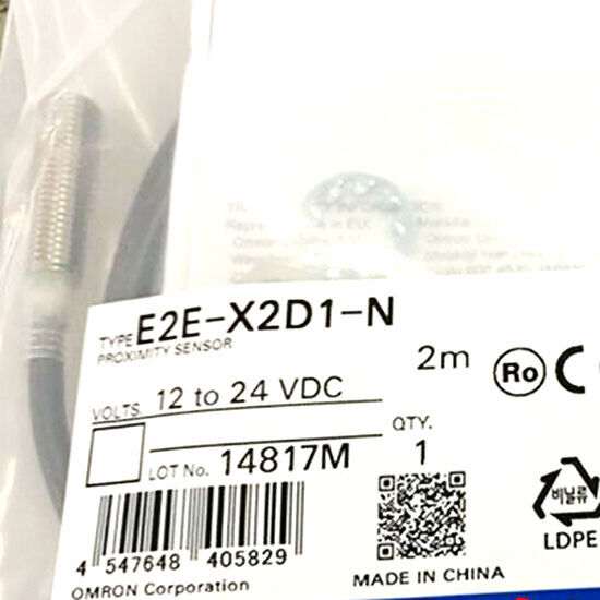 Omron E2E-X2D1-N Proximity Sensor, 12-24VDC, made in China, 2m, QTY 1, sensor product label