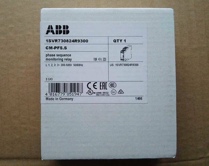 ABB CM-PFS.S phase sequence monitoring relay, 1SVR730824R9300, Made in Germany. Industrial automation part for PLC systems.