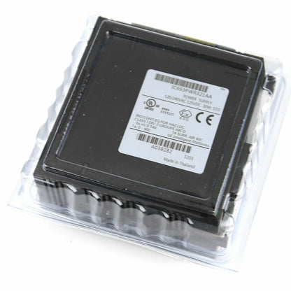 FANUC IC693PWR321AA power supply module in clear packaging. Industrial automation component for Radwell International.